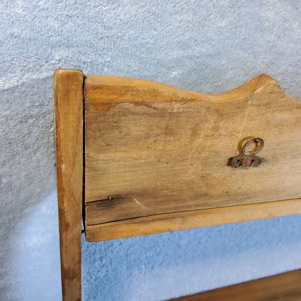 Vintage Wood 2 Tier Wall Shelf Country Rustic Spice Rack Display Scalloped 19.5
